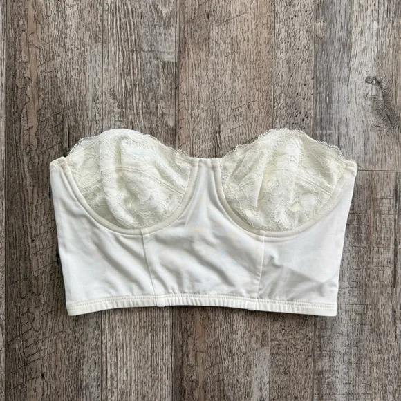 Edikted/Adika Cream Lace Strapless Longline Bustier - Picture 1 of 4